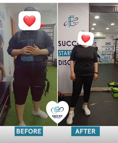 EMS Progress before and after progress at Easy Fit Alexandria